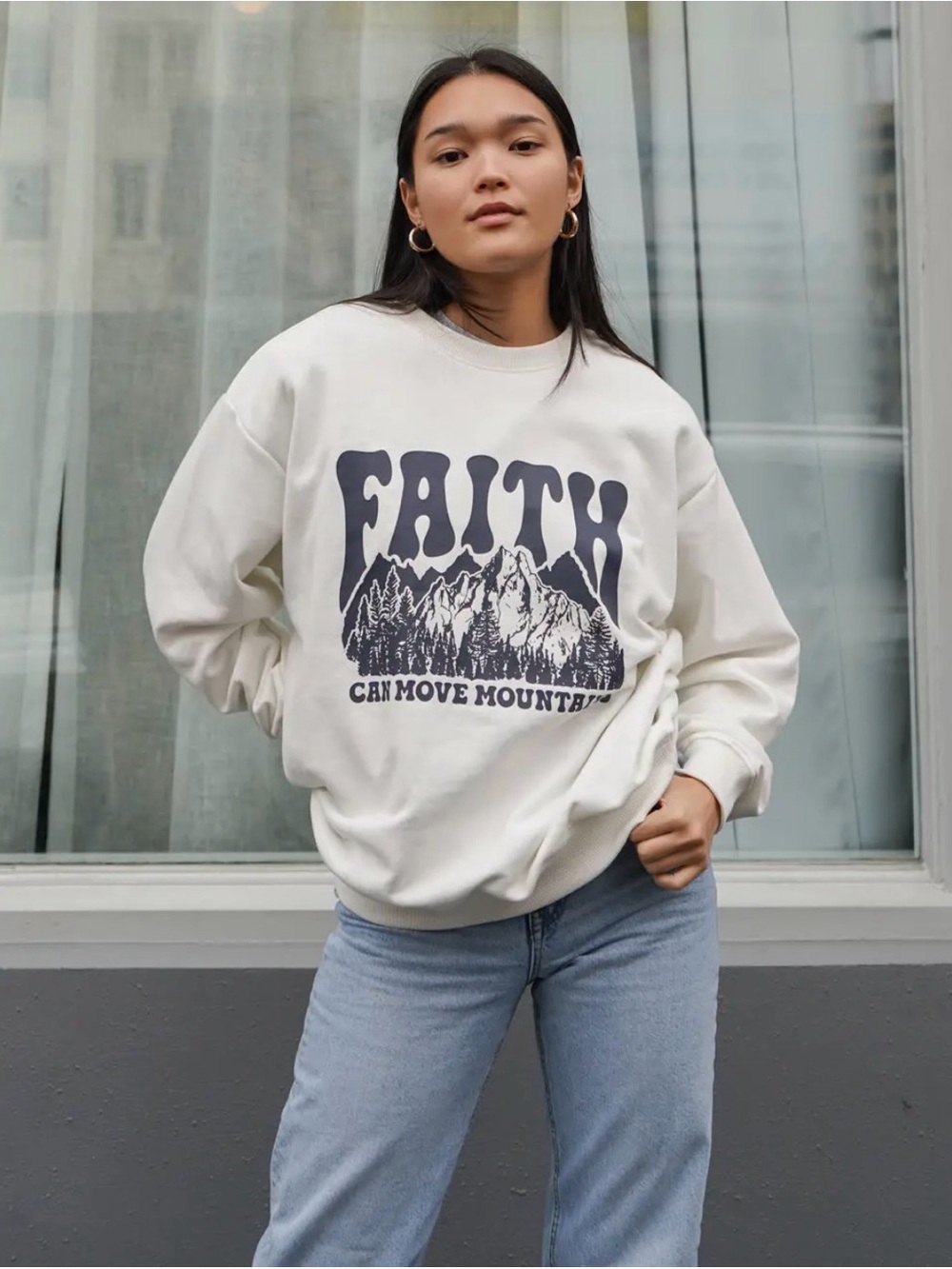 Elevated Faith FAITH  Graphic Crewneck Sweatshirt - Cream. All sizes available.